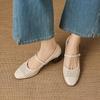 Krazing Pot Sheepskin Round Toe Thick Heels Summer Shoes Solid Big Size 42 Hollow Decoration Women Shallow Pumps