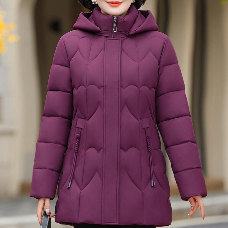 

Плюс розмір XL-6XL Жіночі пальта середнього віку Зимові парки з капюшоном Елегантний вільний товстий теплий верхній одяг Жіночі куртки 6XL