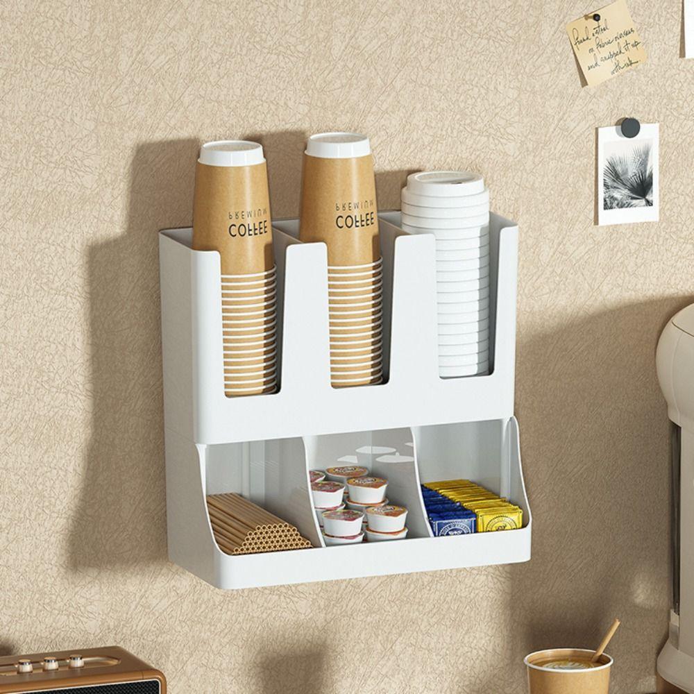 6 Compartments Upright Paper Cup Dispenser Multi-Functional Stackable Cup Organizer Rack Stable Space Saving Bar Cup Storage