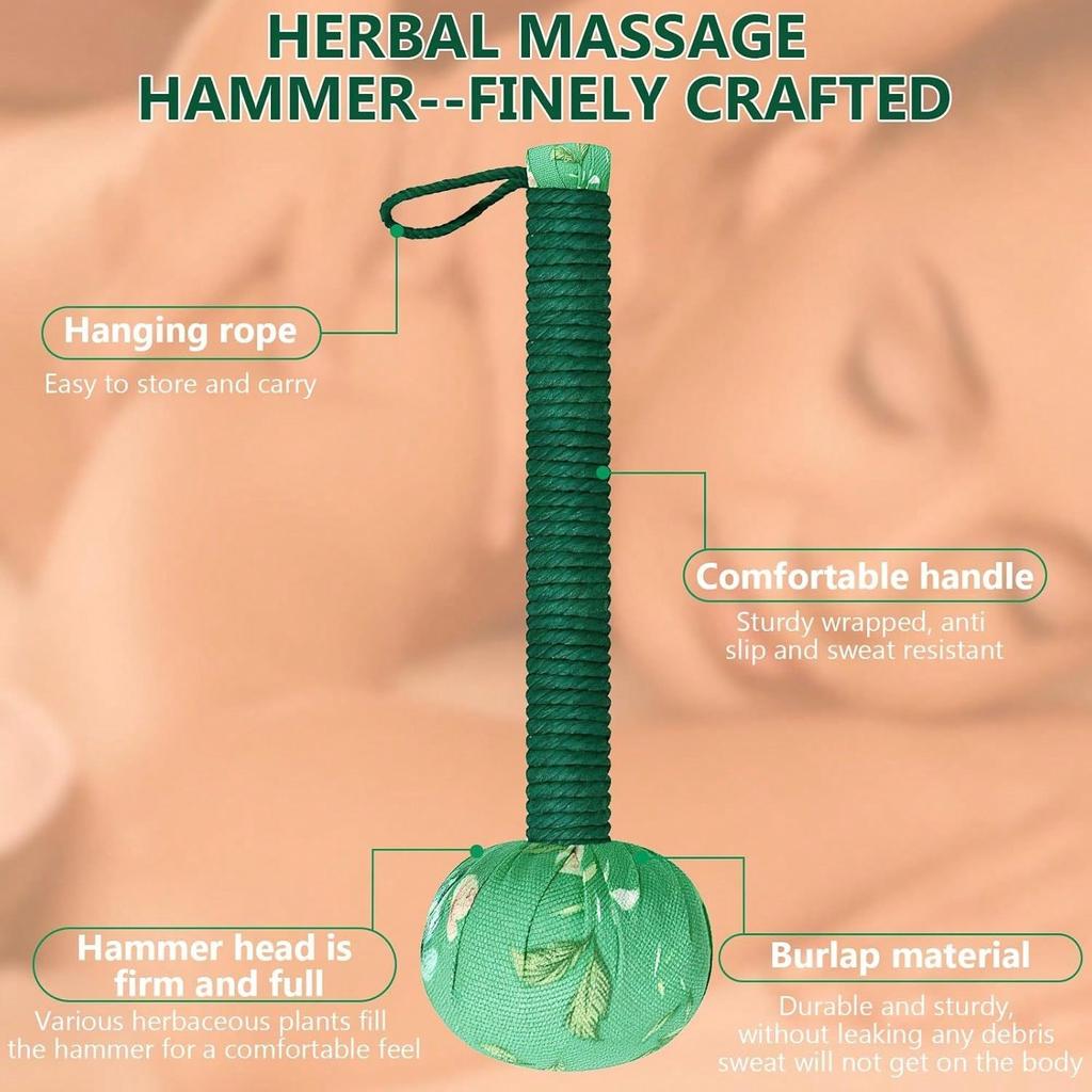 Long-Handled Wormwood Massage Hammer For Lymphatic Drainage Full Body Back Relief Stress Reduction Nylon Material