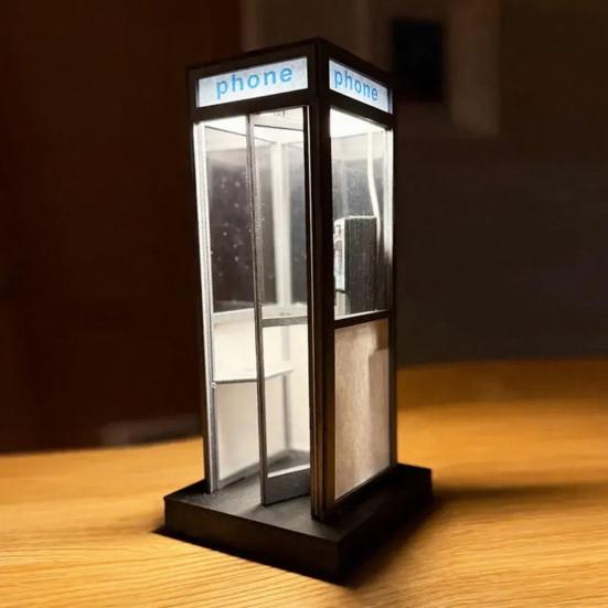 Retro Tall Phonebooth Lamp Vintage Telephone Booth LED Night Light Classic Street Phone