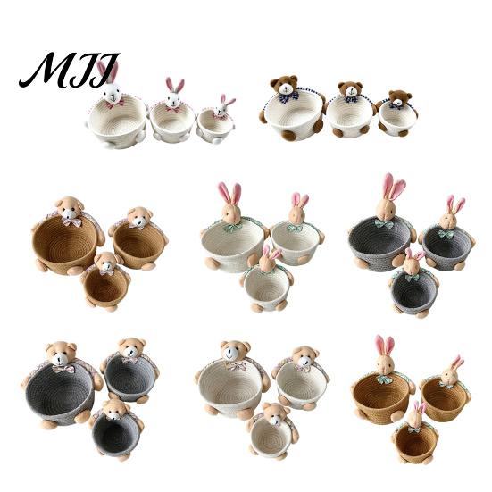 Weicher Stoff-Aufbewahrungsbehälter Schreibtischkorb, Cartoon Plüschbär und Kaninchen Seil Mini für Lippenstiftform, Gewebter Organizer Kleinteile Schmuck