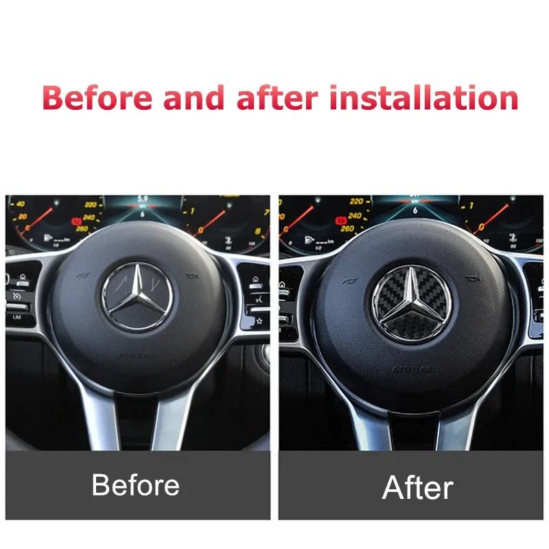 Car Sticker Carbon Fiber Car Steering Wheel Cover Stickers Auto Decorative Decals for Mercedes Benz New B/C/E Class A Class C200