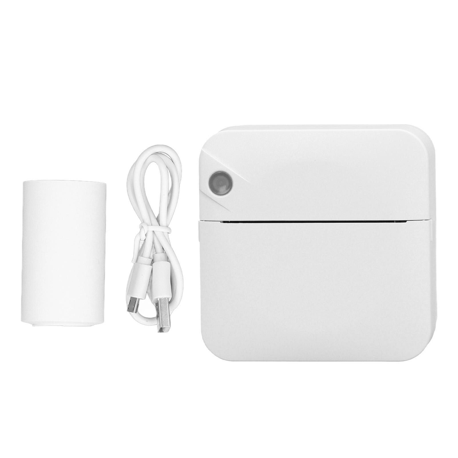 

Мини портативный принтер 200 точек на дюйм Высокое разрешение 1000 мАч Перезаряжаемый портативный Bluetooth термопринтер белый