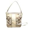 Signature 2WAY Shoulder Bag Canvas Beige Gold Women 13278 Used