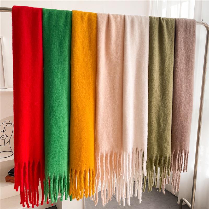 Winter Women Scarves Long Warm Imitaion Cashmere Hijab Solid Lady Shawl Wrap Female Pashmina Bandana Head Scarf