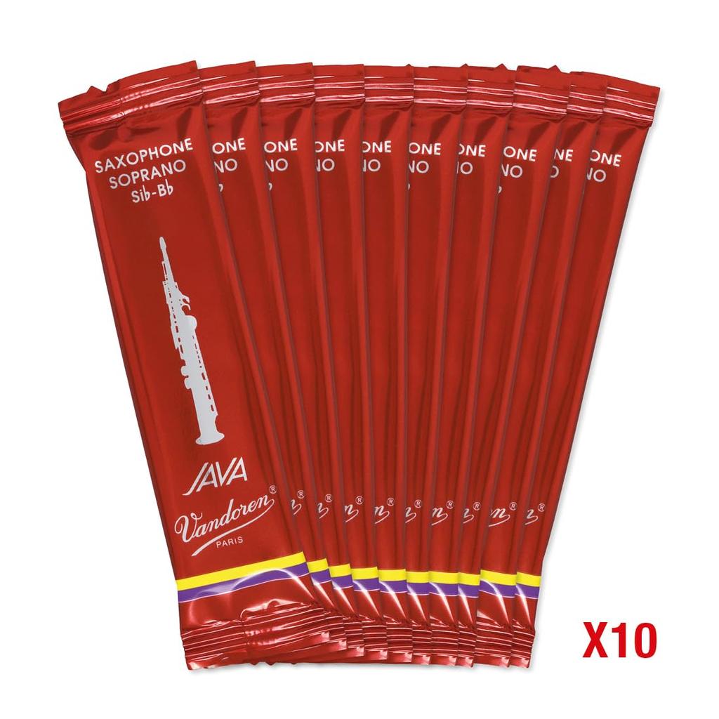 Vandoren Soprano Saxophone Reeds, Java Filed Red Cut, Hardness: 3 (10 Reeds)
