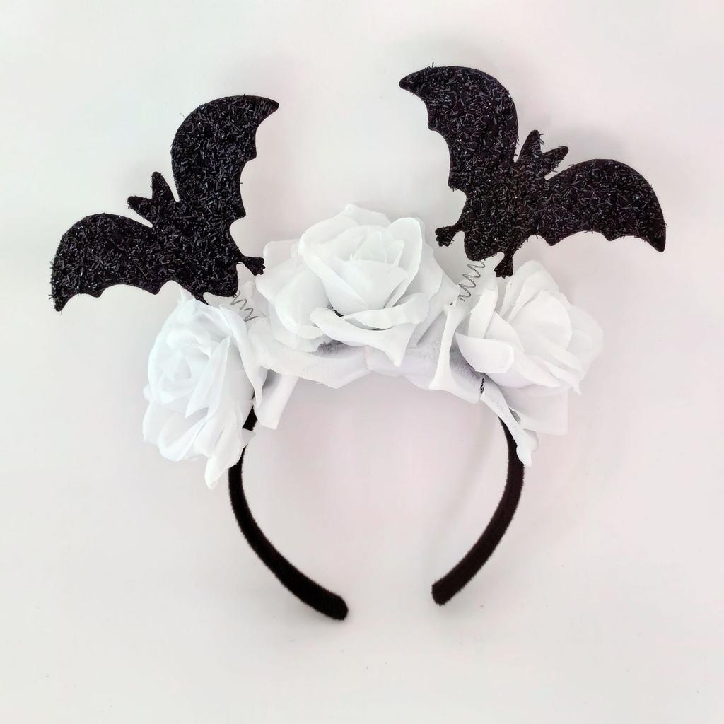 Halloween Black Bat Headband Ghost Festival Party Witch Mischievous Rose Adult Hair Accessories