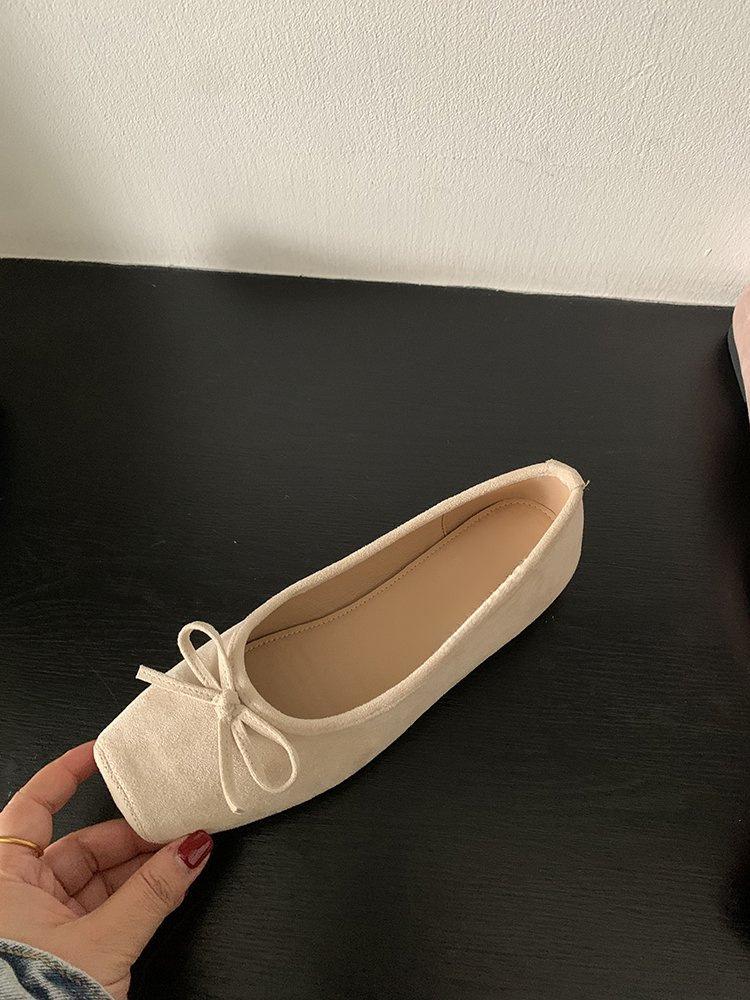 Flat Shoes French Bow Women's Shoes Red Small Single Shoes Ballet Shoes Spring and Summer New Ladyshoes Doudou Shoes