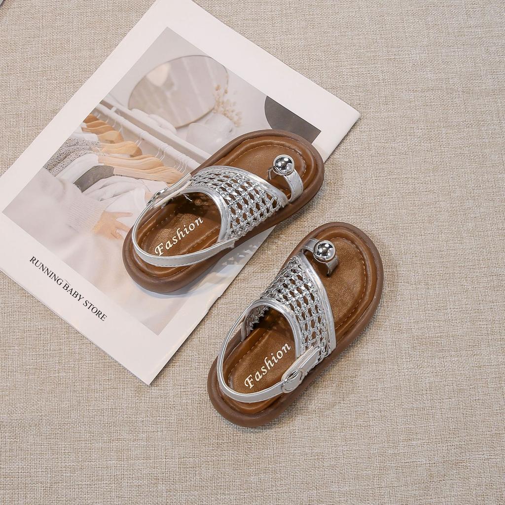 Children's Shoes Girls Flip-flops Summer Sandals for Kids Fashion Braided Beach Shoes Princess Flat Slingbacks I05281