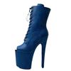 European Peep-toe Snake Print Unisex Ankle Boots for Stage and Pole Dancing, 20cm Heel