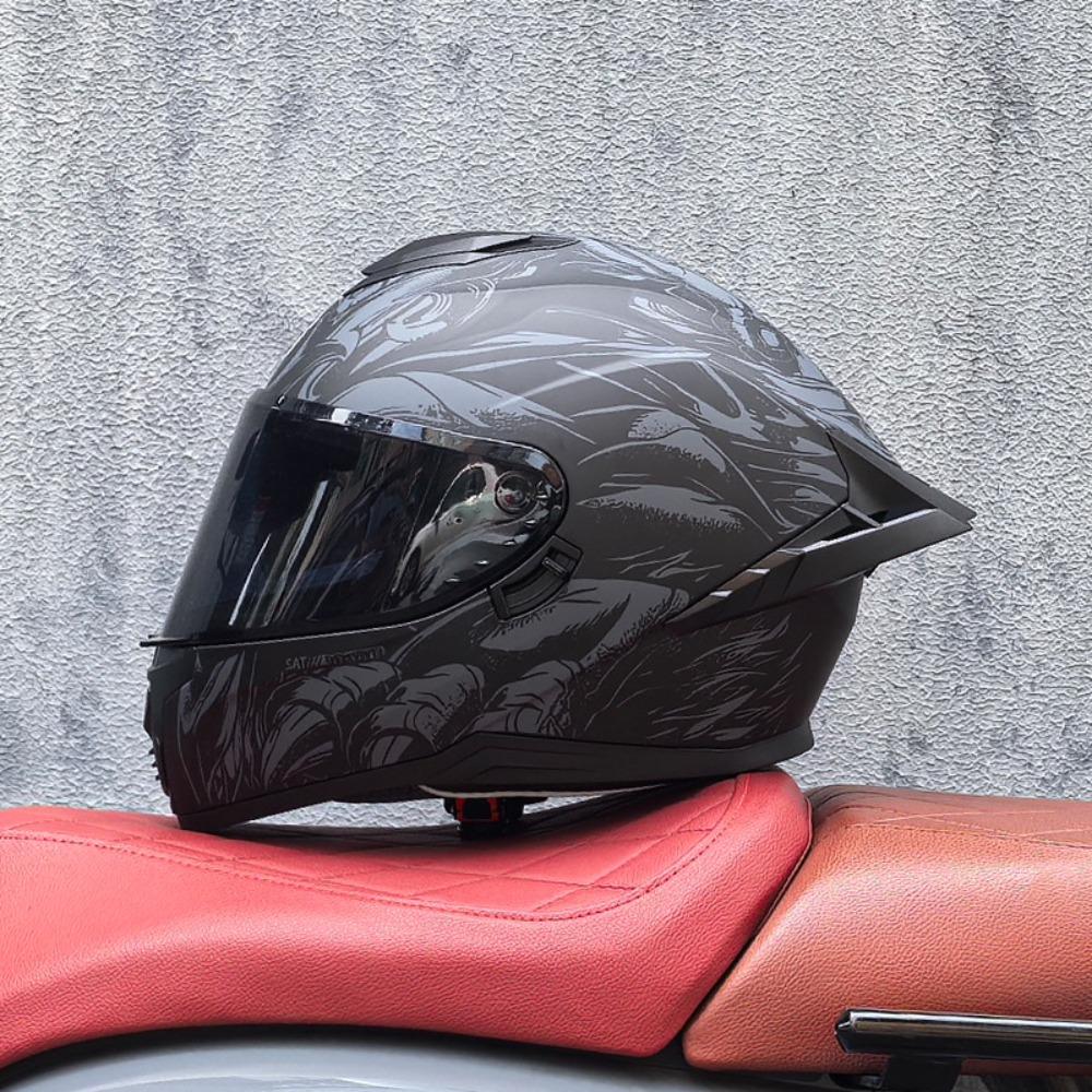 DOT Full Helmet Double Mirror Helmet Men's Four-season Universal Hard Hat Female Knight Locomotive Double Lens