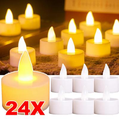 24/6x LED Svíčka Bateriová Čajová Svíčka Bezplamenné Elektronické Svíčky Vánoční Svatba Party Dekorace Stolní Lampa Teplé Světlo