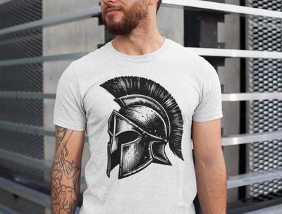 Vintage Spartan Helmet T-Shirt: Unisex Warrior Style Cotton Top  Graphic T Shirts Cotton  Round Neck Men Women Tees Short Sle...