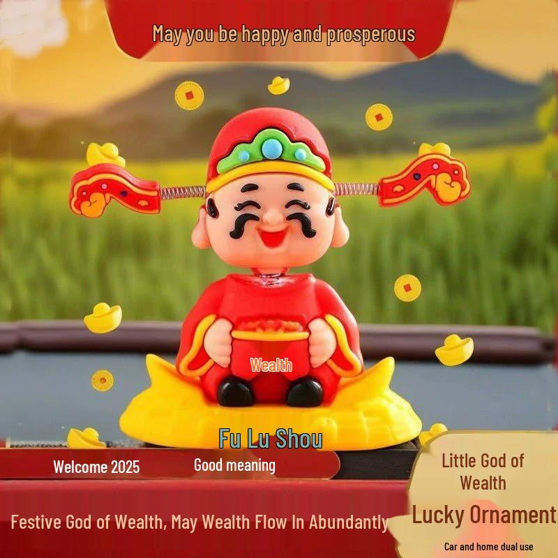 Ruyi God of Wealth Head-Shaking Car and Desk Ornament - Attract Prosperity