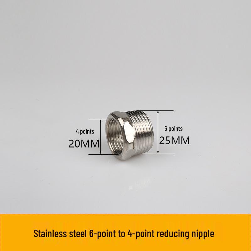 304 Stainless Steel Reducing Nipple, Male/Female, Thickened, 6-Point to 4-Point, 4-Point to M14 Pressure Gauge Adapter