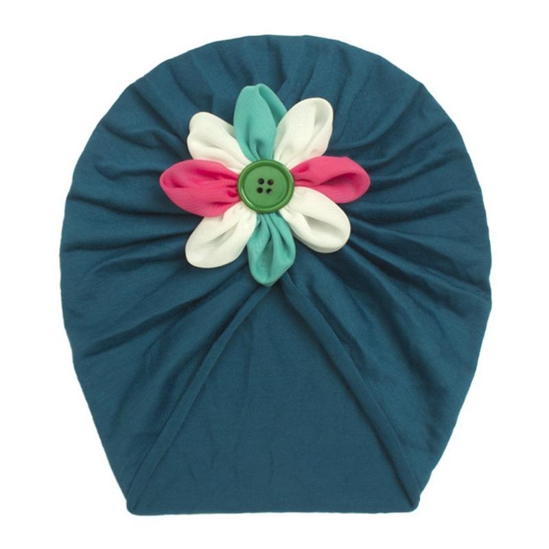 New children's button flower pullover hat, creative and comfortable baby hat, thin baby cap