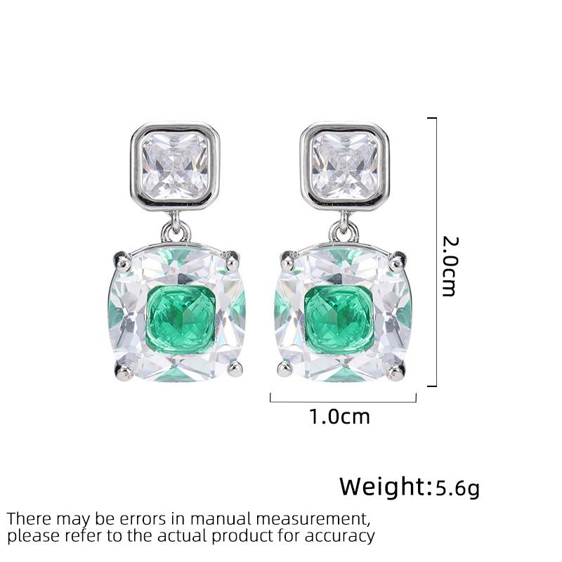 Women's Light Luxury Design Elegant Inlaid Zircon Geometric Square Earrings Fashionable And Versatile Niche Design Earrings