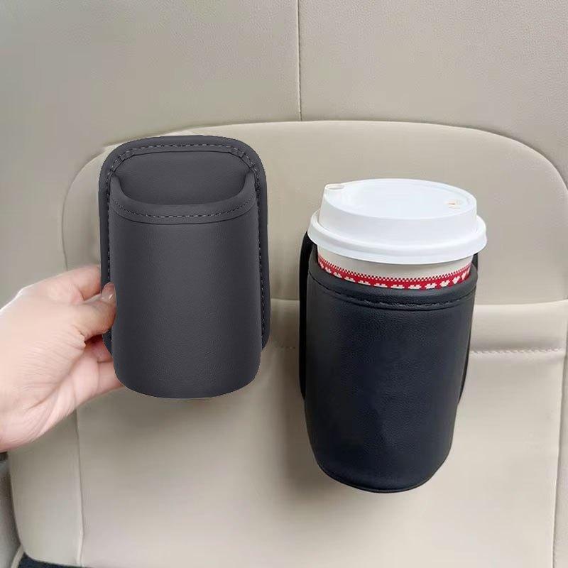 

2-Pack Car Door Cup Holders - Robust faux leather cup holders with non-slip base, door-mounted cup holders for back seat, center console, beverage box 2Stk