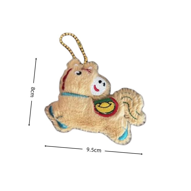 Horse Year Mascot Pendant Backpack Hanging Decoration Ornament Car Keyring Gifts Cartoon Plush Pony Keychain