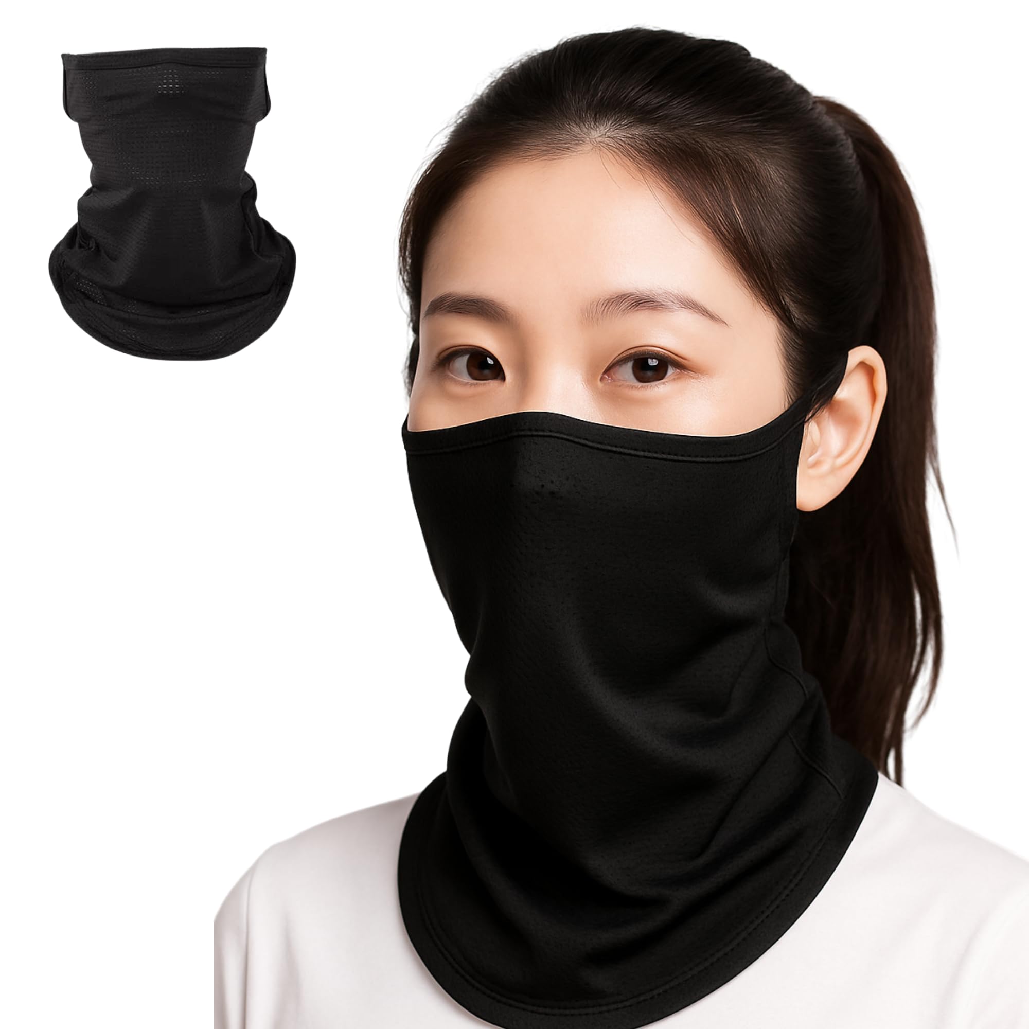 

Coverluck Защита лица от УФ-излучения и ушей для и Унисекс Покрытие, Солнцезащитный крем, Набор из 2 штук, Защита, Тонкий, Петля, Бег, Мотоциклы, Велоспорт, чёрный