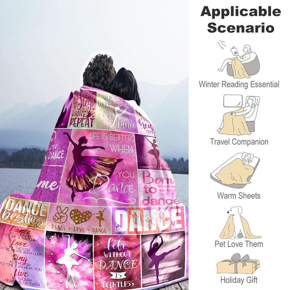 Pink Dancer Customize Text Blanket Lightweight Personalized Blanket Warmthful Decor Perfect for Nap Home Decor Chair Livingroom