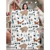 1 Piece Of Personalized Name Custom Blanket Cartoon Cute Icon Flannel Blanket Comfortable Soft And Warm Suitable For All Ages