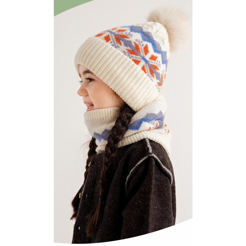 Children's Autumn and Winter Knitted Three Piece Warm Hat Scarf Gloves Thickened Yarn Ear Protection Hat