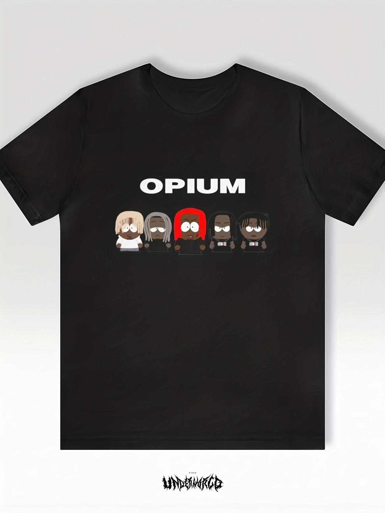 

Men s Antagonist 2 Graphic T-Shirt- Featuring Word OPIOUM and a Cartoon Character Design XL