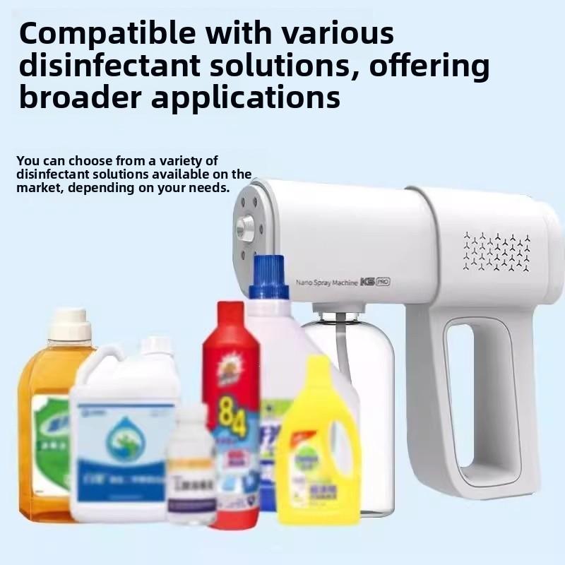 8-Light Blue Light Nano Disinfection Spray Gun Humidifier Mist Alcohol Formaldehyde Removal Handheld Electric Sprayer for Home