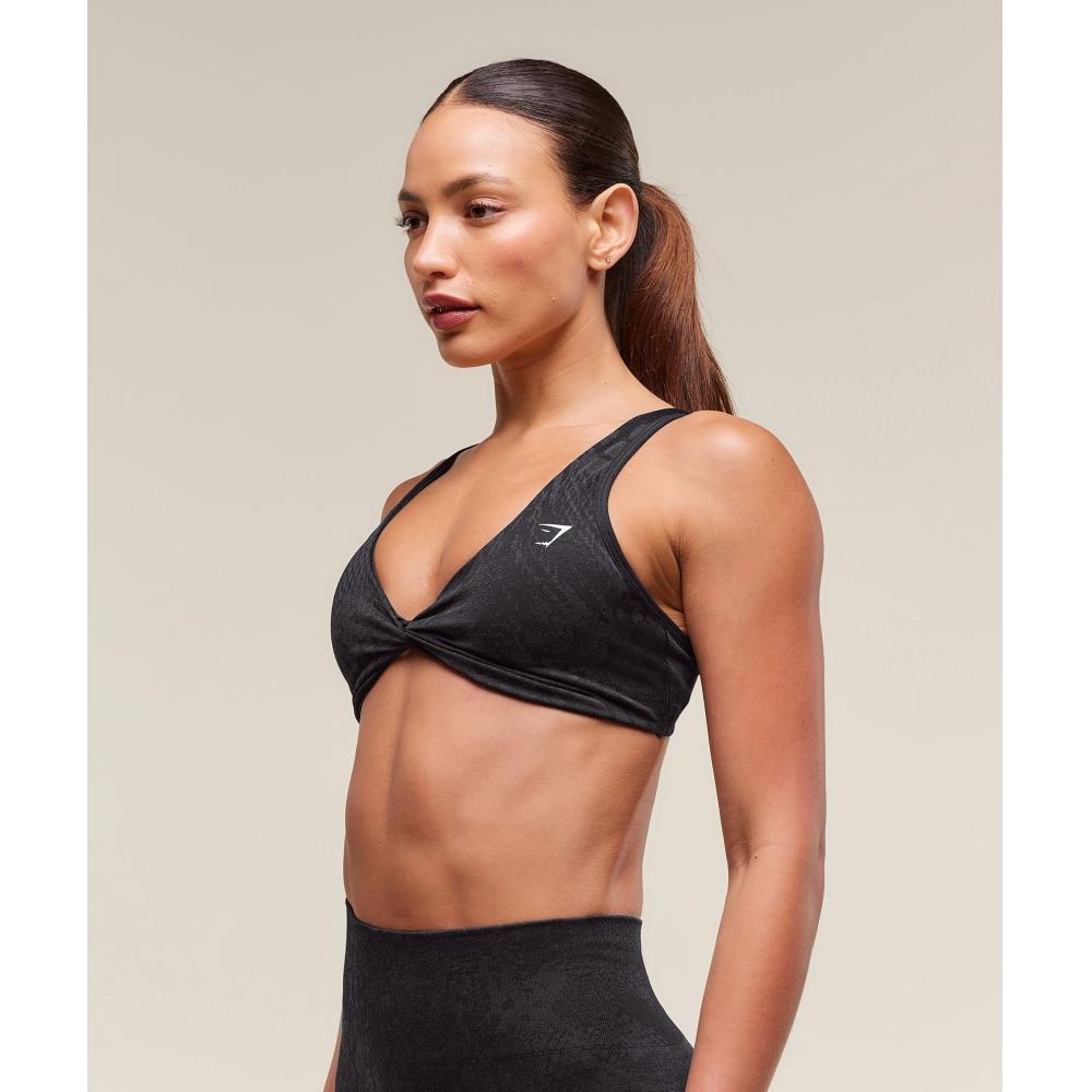 Gymshark Adapt X Whitney Animal Seamless Twist Front Bra Asphalt Grey Black B3b3g Gc8d
