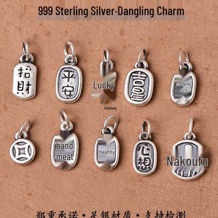 

Sterling Silver Peace & Fortune Charm Women s Bracelet with Braided Bead Cord Ruyi - 1 pc