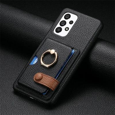 Ring Lederen Telefoonhoesje voor Samsung Galaxy S25 23 S21 FE S24 Ultra S22 Plus A54 A15 A25 A35 A55 Portemonnee met Kaarthouder Cover