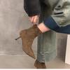 High-heeled Pointed-toe Boots, Short Boots, Women's Shoes, New Autumn and Winter Fleece Shoes