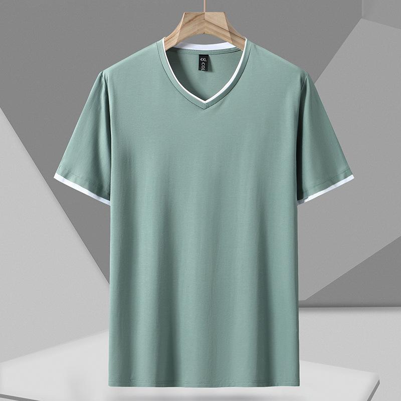 Large Size S-6XL Pure Cotton Mens T-shirt Short-sleeved Round Neck Boy Tee Shirt 6XL зелёный 2390₽