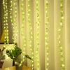 3X2M 200 LED Artificial Vines Curtain Lights Fake Willow Leaves Curtain Fairy Lights USB Powered Green Fake Plant String Light
