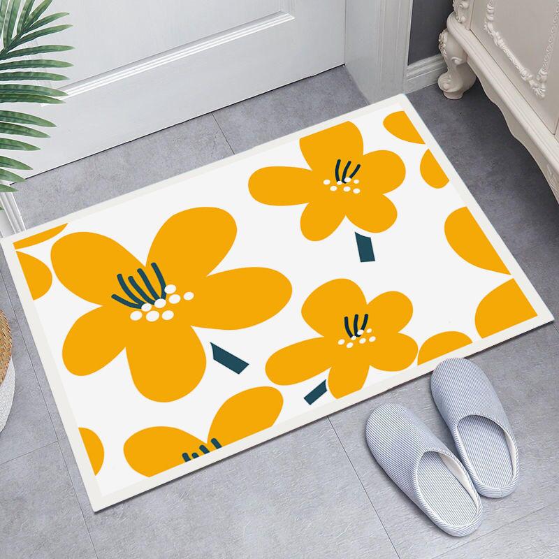 Diatom mud non-slip water absorption Finnish designer Nordic fresh flower bathroom bathroom entry decoration foot pad