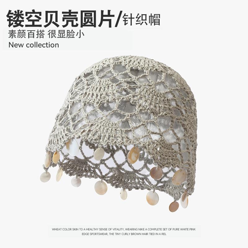 Beret women's autumn and winter handmade knitted wool hat double-layer warm and windproof retro niche stacked bag head cold hat