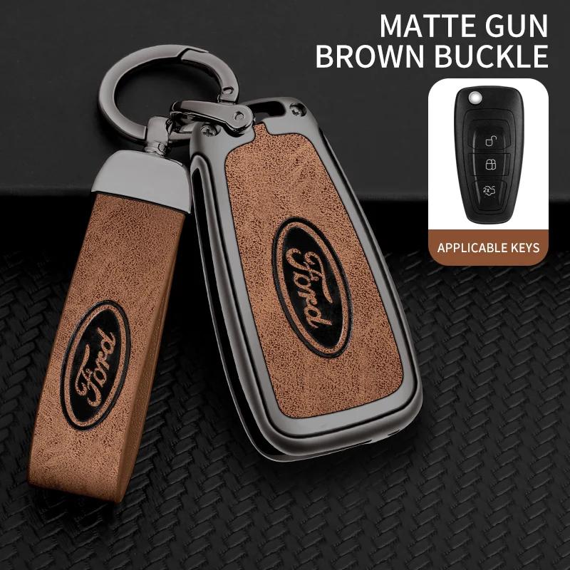 Car Sticker New 2025 Hot Car Metal Leather Key Shell Case Ford Ranger C-Max S-Max Focus 2 3 MK3 Galaxy Mondeo Transit Tourneo Ec