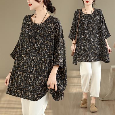 DIMANAF Plus Size New T-Shirt Women Loose Casual O-Neck Lady Tops Tees Shirts Print Oversize Summer 2026