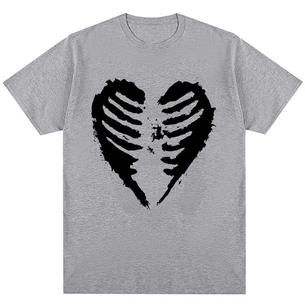 90s Vintage Style Ribcage Heart T-shirts Unisex Fashion Aesthetic Punk Y2k T-shirt Oversized Cotton Oversized T-shirts  Lightweight Breathable Clothes