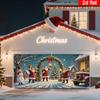 2D Door Flag 1 Piece Christmas Garage Door Flag - Festive Santa Claus and Snowman Scene