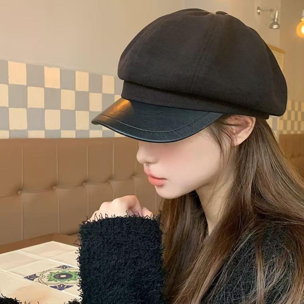 Warm Women's Duck Tongue Beret Breathable Vintage Newsboy Hats Adjustable Pleated Berets  Women Men