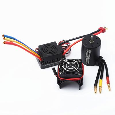 3650 4300KV Brushle Motor & 60A ESC & Heat Sink Cover Combo for 1:8 / 1:10 Remote Control Car and