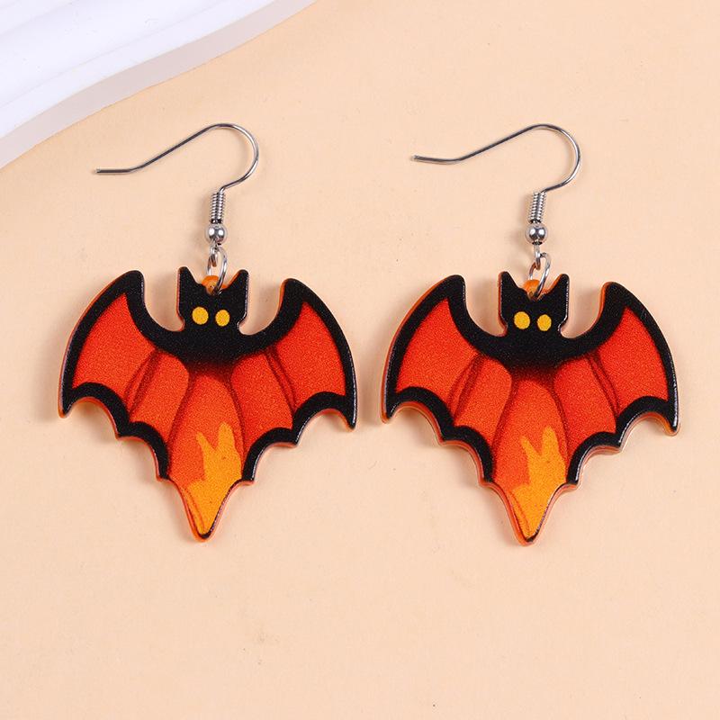 Personalized Colorful Bat Ghost Halloween Earrings Cartoon Pumpkins Spider Acrylic Drop Earring Cosplay Jewelry Accessory Gifts