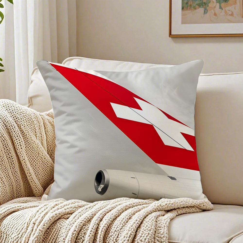S-Swissair Pillow Aviation Brand Cushion Cushion Cover Pillowcase Anti-Dustmite Living Room Sofa Decor Cushion Room