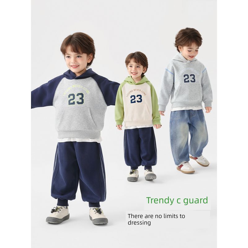 Right European Style Boys' Sweatshirt, Children's Casual Versatile Hooded Top, 2026 New Children's Clothing, Baby Spring and Autumn Clothes