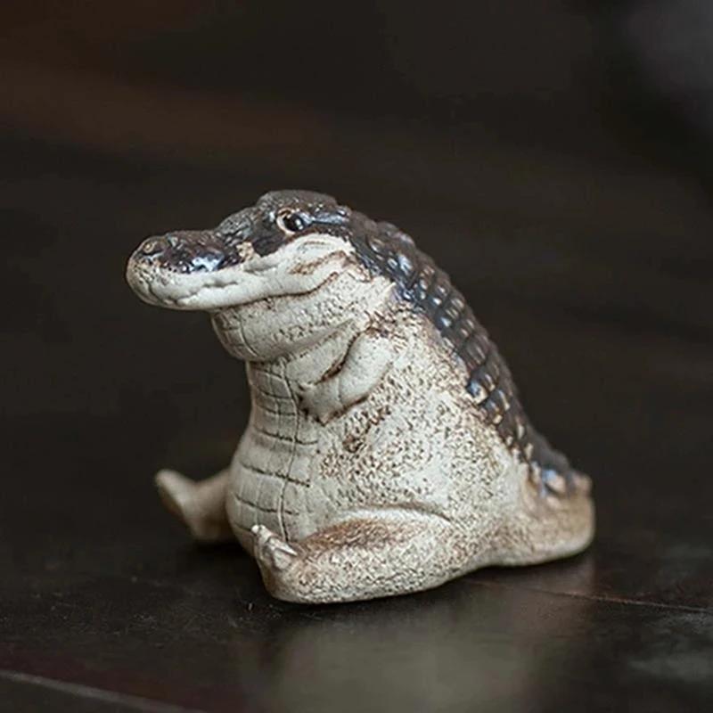 Cartoon Abstract Hippopotamus Resin Ornament Yoga Hippopotamus Crocodile Statue Home Office Desktop Ornament Decorative Item