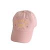 Flower Pink Letter Embroidered Baseball Cap Women'S Spring Summer Versatile Soft Top Big Head Circumference Cap Showing Face Small Hat