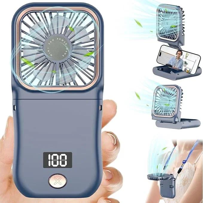 

USB Charging 3000mAh Battery Powered 180° Folding Wireless Table Air Cooling Fan Mini Portable Hand Fan Outdoor Hanging Neck Fan белый